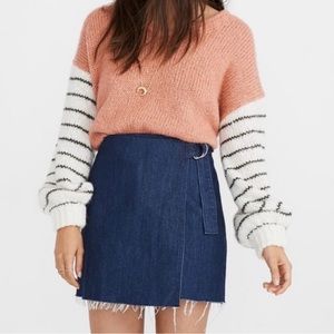 Madewell Raw Hem Wrap Jean Denim Loop Tie Denim Mini Skirt Women’s Size 8